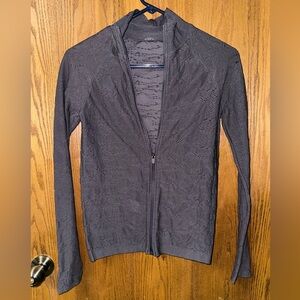 Lightweight Lace-Texture Zip Front Jacket - Charcoal